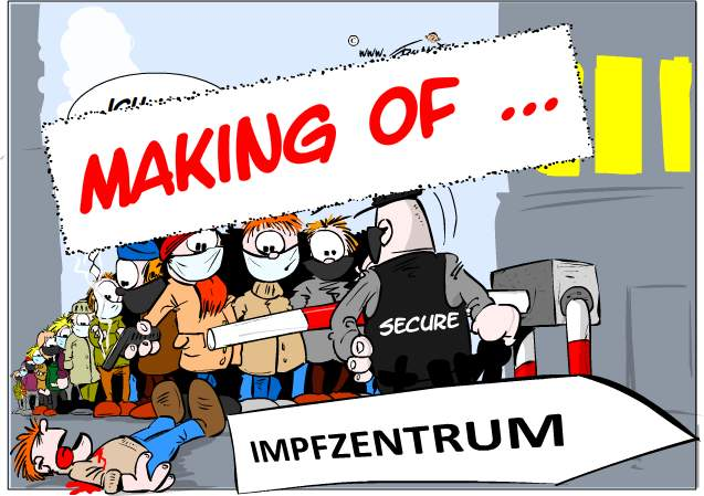 Cartoon: Neulich vor dem Impfzentrum ... 1