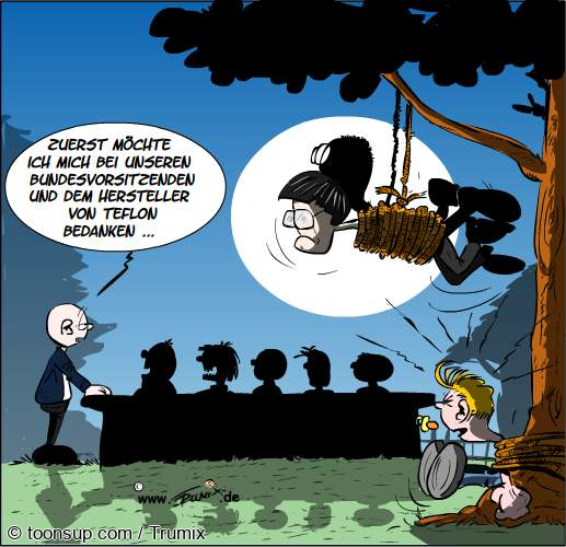 Cartoon: Teflon Scholz feiert ... 1
