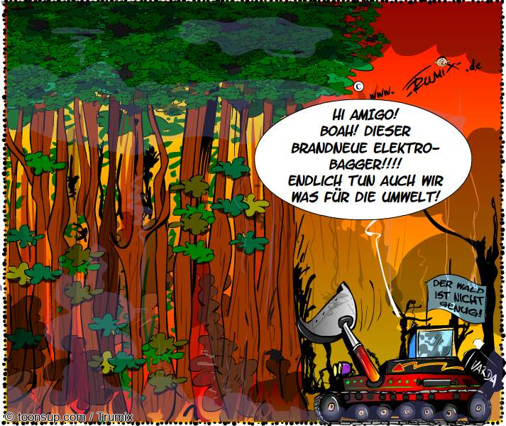 Cartoon: Rettet den Regenwald mit neuen Technologien  - Toonsup