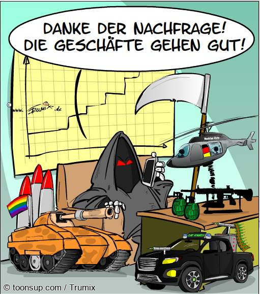 Cartoon: Danke der Nachfrage. Die Geschäfte laufen gut ... 1