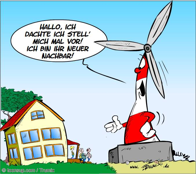 Cartoon: Windräder dürfen näher an Wohngebiete rücken 1