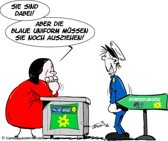 Cartoon: Next level: Jetzt bewerben bei  PolizeiGrün 1