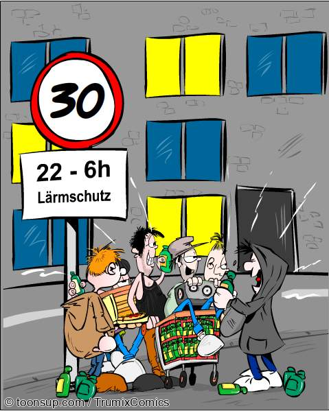 Cartoon: Lärmschutz: Tempo 30 1