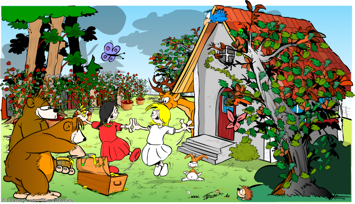 Illustration: Auftragsarbeit: Schneeweisschen und Rosenrot 4