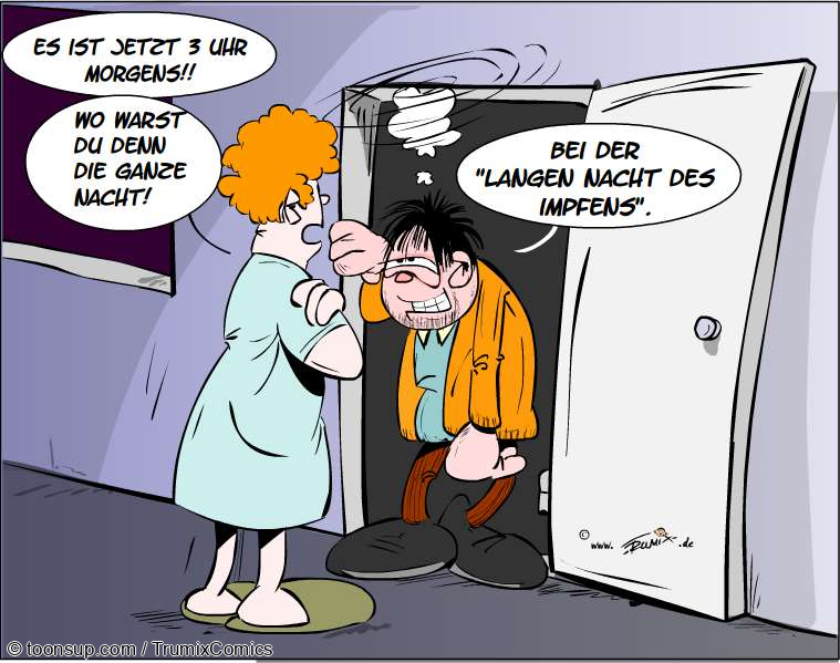Cartoon: Die lange Nacht des Impfens 1