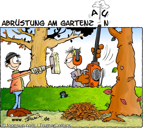 Cartoon: Abrüstung am Gartenzaun 1