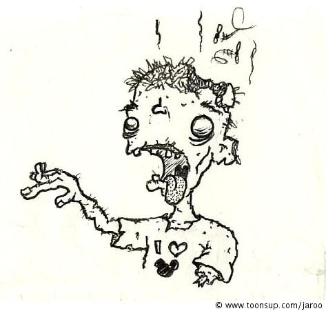 Illustration: Zombiesticker - 'Ich bremse nur für Zombies!' 1