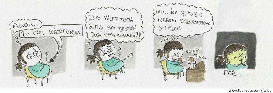Cartoon: JARoo's spontane Hausrezepte gegen Bauchschmerzen... 1