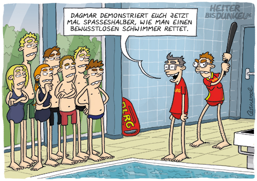 Cartoon: DLRG Rettungsschwimmkurs 1