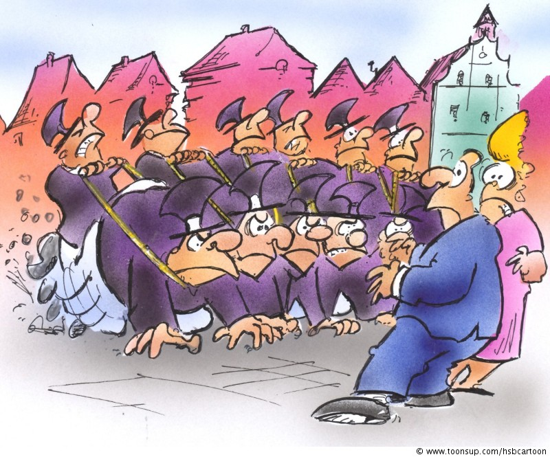 Cartoon: Politiker an die Leine gelegt 1