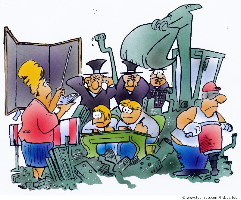 Cartoon: Schulbaustelle 1