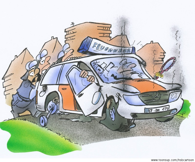 Cartoon: Feuerwehreinsatz 1