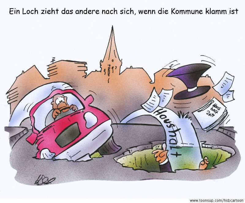 Cartoon: Haushaltsschlagloch 1