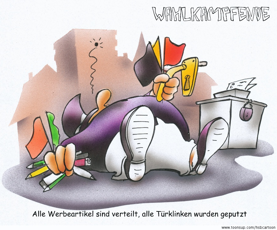 Cartoon: Wahlkampfende 1
