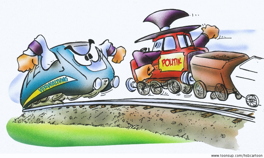 Cartoon: Verwaltung contra Politik 1