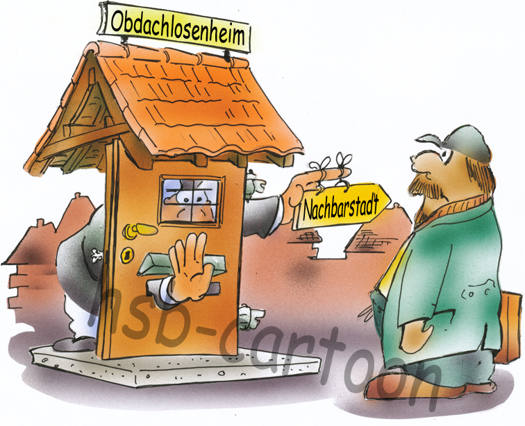 Cartoon: Obdachlosenheim 1
