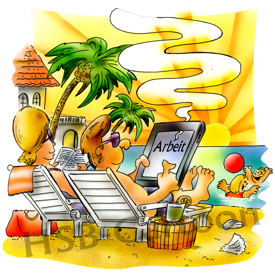 Cartoon: Arbeiten im Urlaub 1