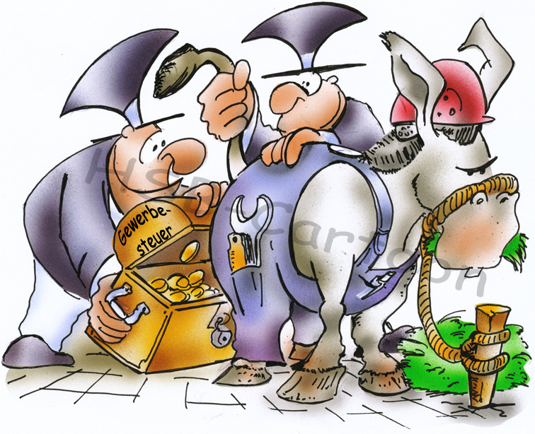 Cartoon: Dukatenesel Gewerbesteuer 1