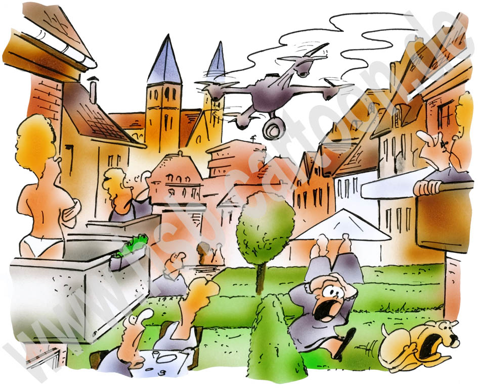 Caricature: Drohnenflug 1