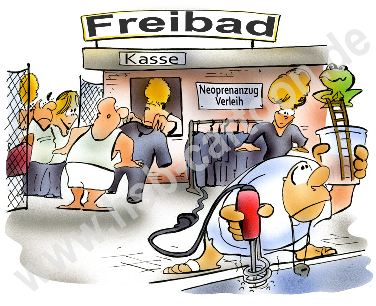 Karrikatur: Freibadwetter 1