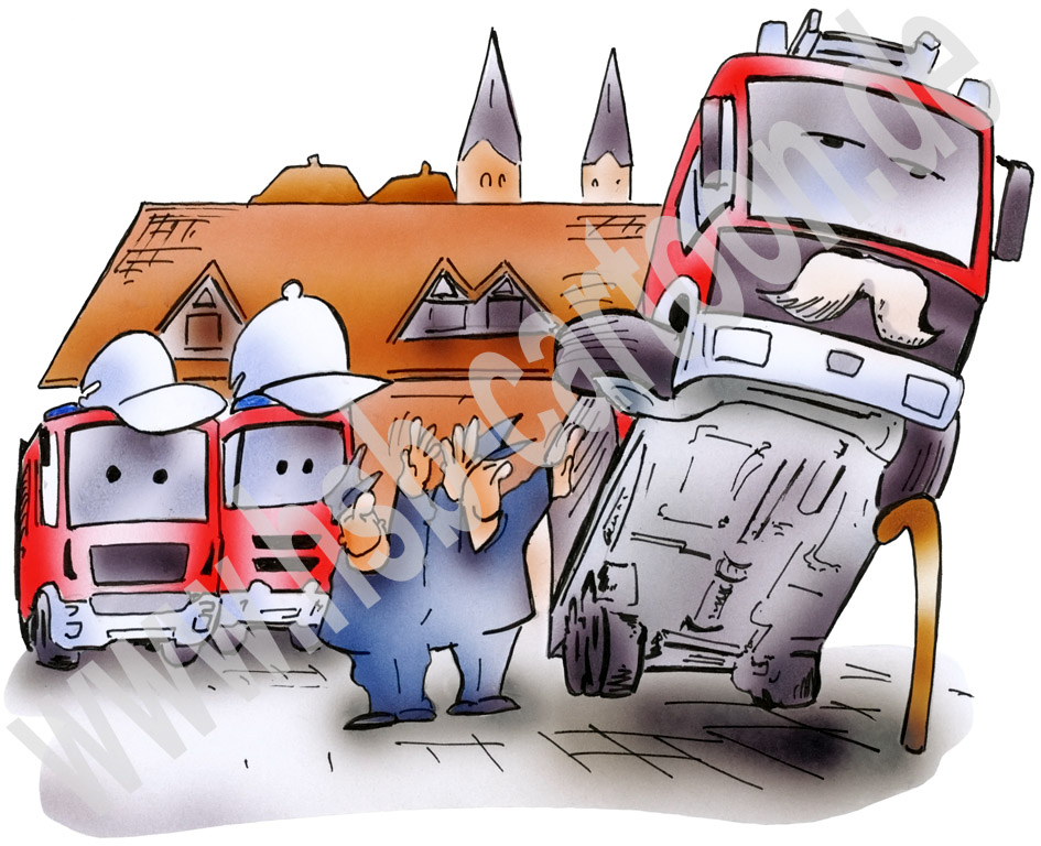 Karrikatur: Feuerwehrauto 1