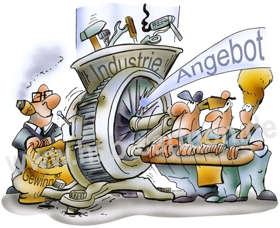 Caricature: Wirtschaftsmotor 1