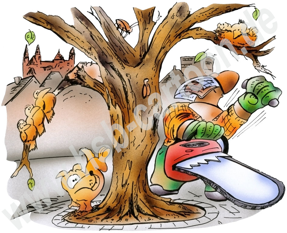 Karrikatur: Baumfällung 1