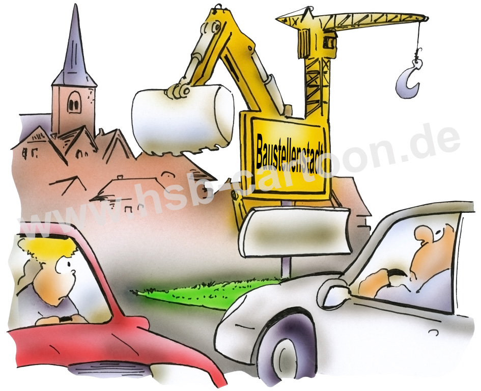 Cartoon: Baustelle Stadt 1