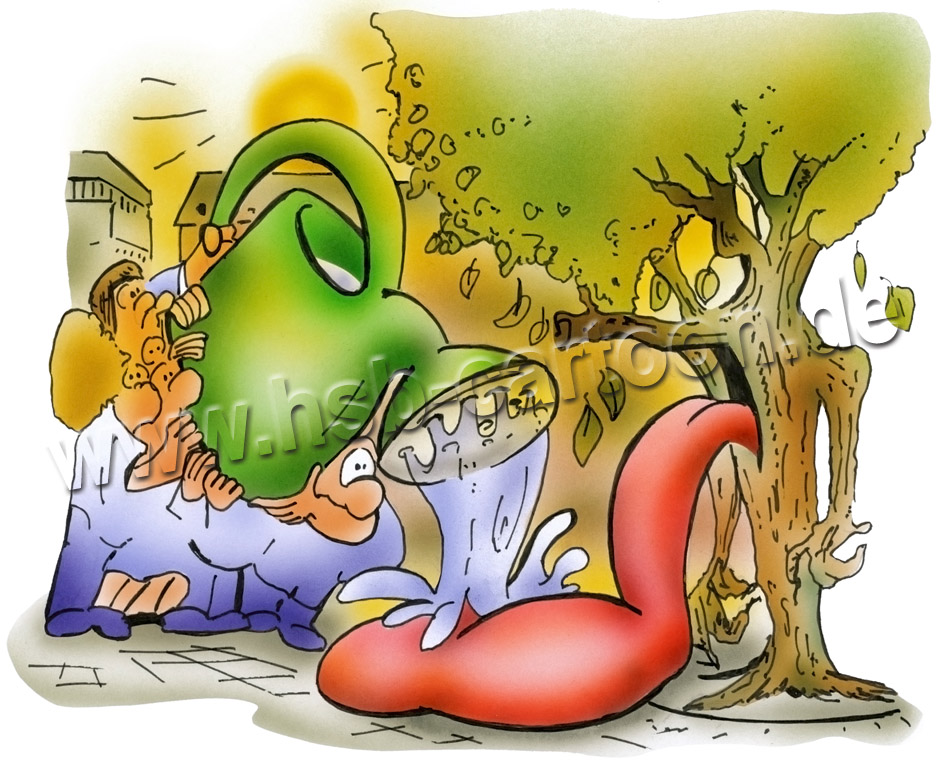 Caricature: Baumbewässerung 1