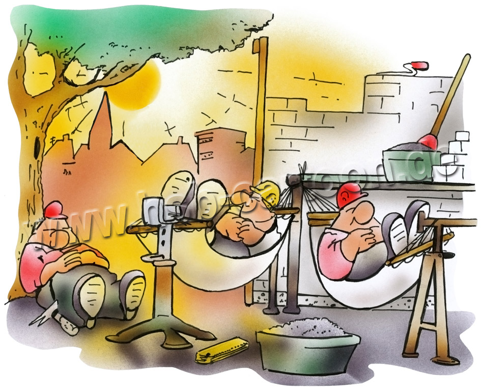 Caricature: Baustellen-Siesta 1