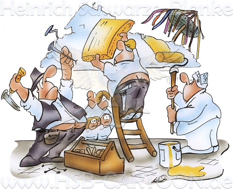 Cartoon: Baustelle und Materialknappheit 1