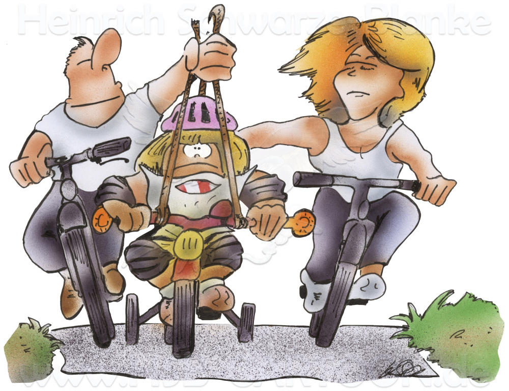Cartoon: Kinder auf dem Fahrrad 1