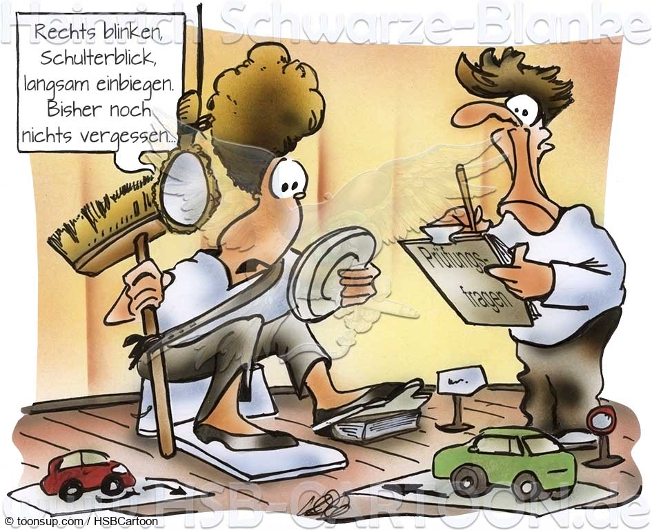 Cartoon: Führerschein Trockenkurs 1