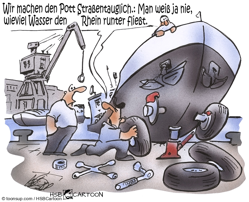 Cartoon: Binnenschifffahrt auf dem Trockenen 1