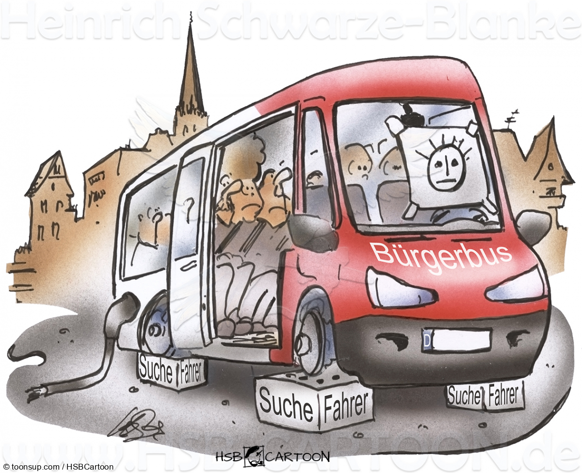 Karrikatur: Fahrer für Bürgerbus gesucht 1
