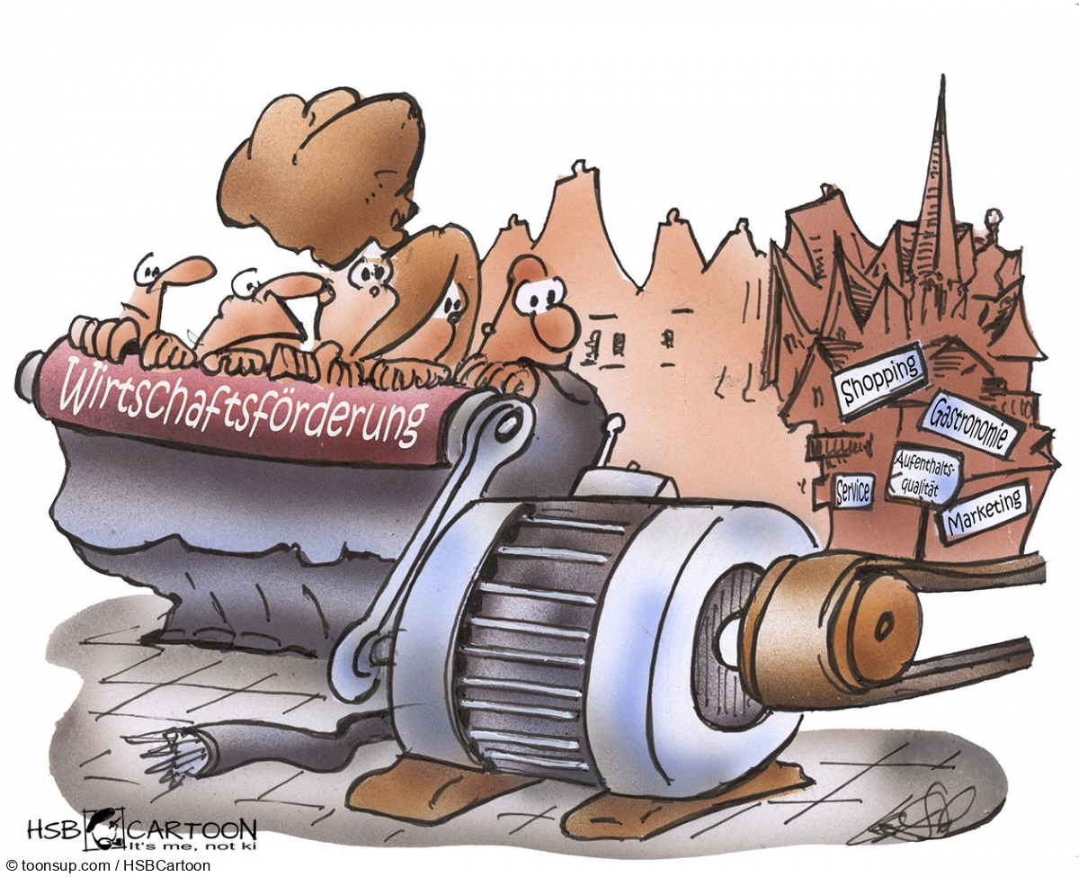 Karrikatur: Wirtschaftsförderung 2