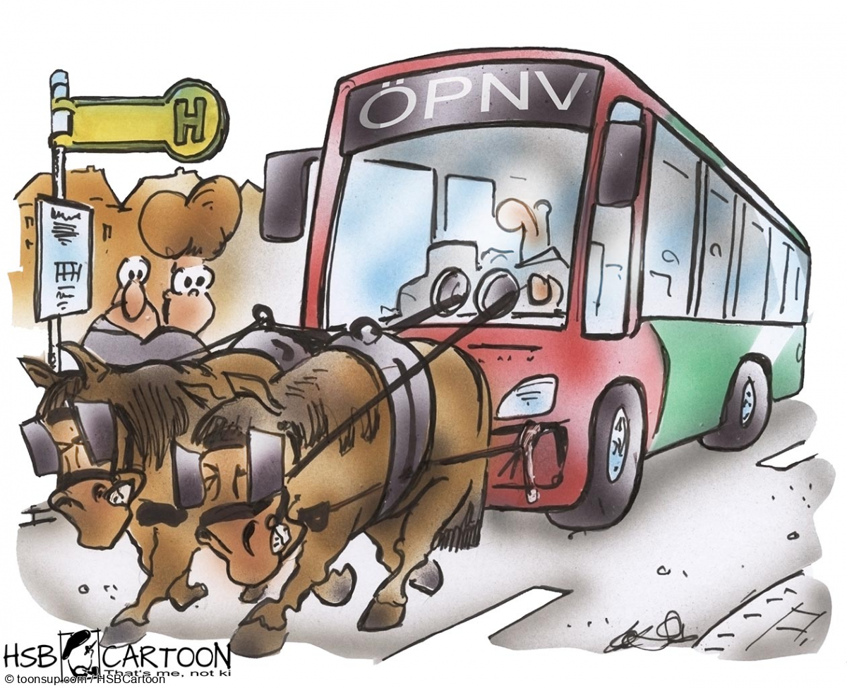 Karrikatur: Sparmaßnahme beim ÖPNV 1