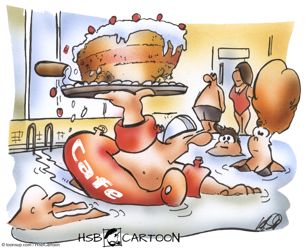 Cartoon: Bistroservice im Hallenbad 1