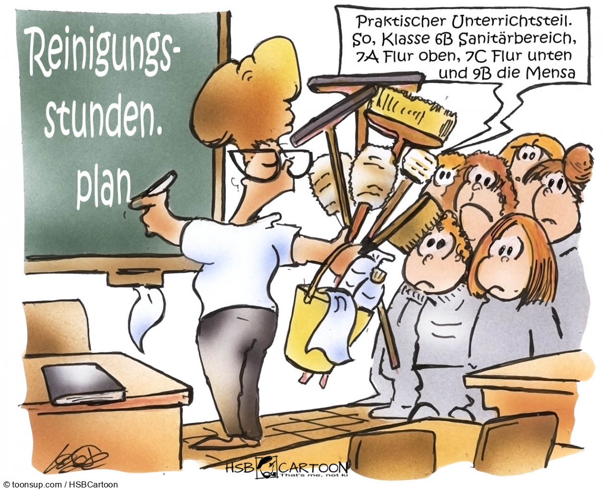Cartoon: Reinigungsunterricht 1