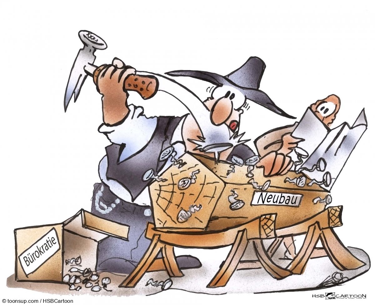 Cartoon: Bürokratie am Bau 1
