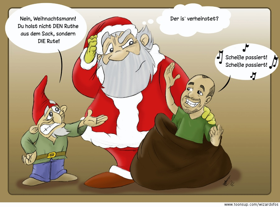 Cartoon: Weihnachtsmann mit Ruthe 1