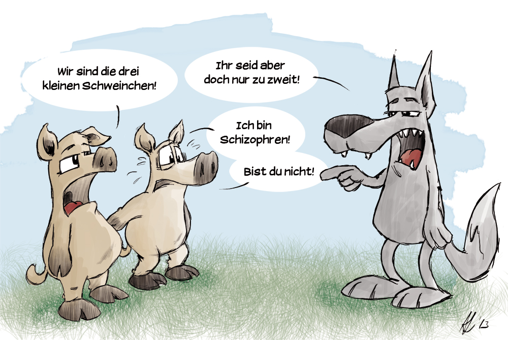 Cartoon: Drei Schweinchen 1