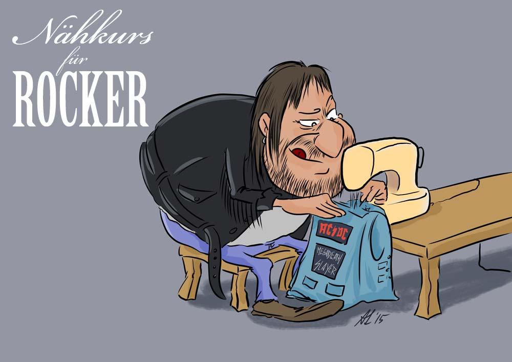 Cartoon: Nähkurs für Rocker 1
