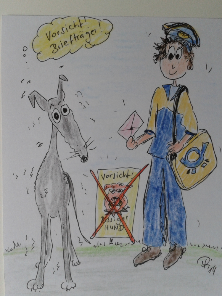 Cartoon: Angsthund und Postbote 1