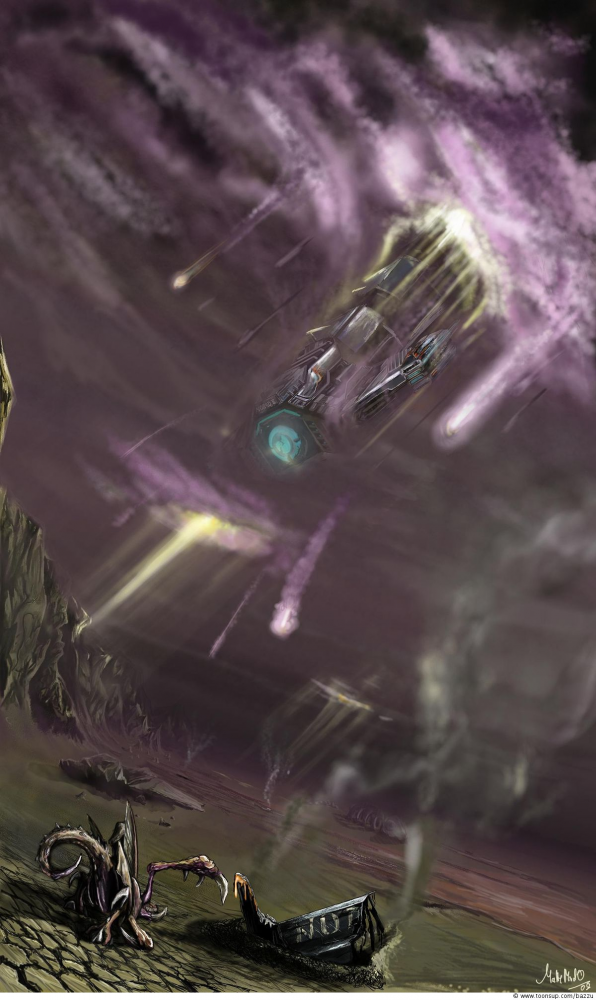 Illustration: Die Norad II stürzt auf Antiga Prime 1