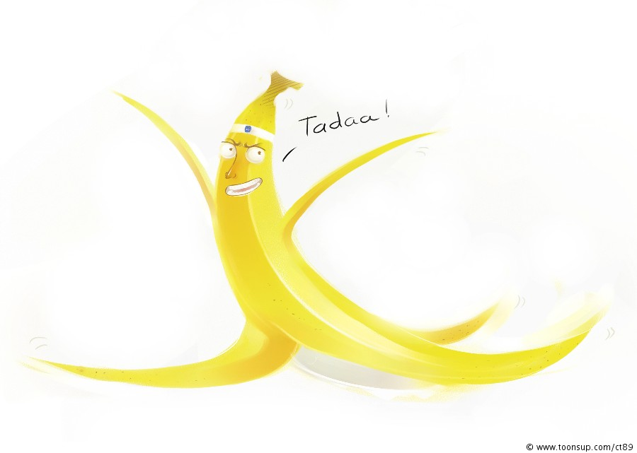 Illustration: Bananen-Spagat 1