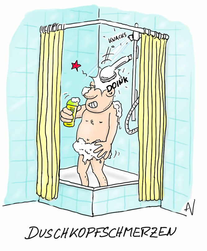 Cartoon: Duschkopfschmerzen 1