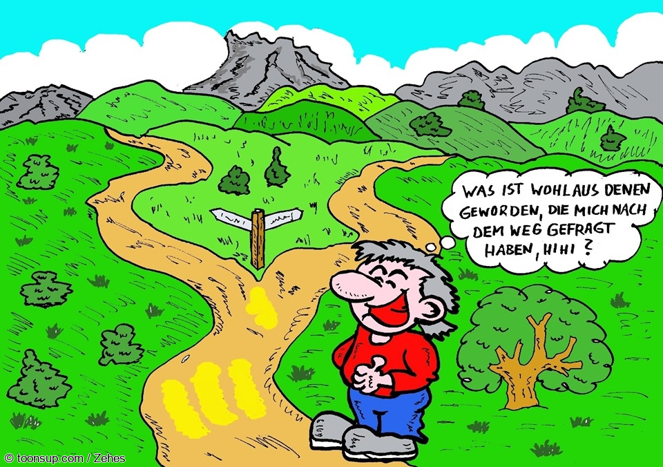 Cartoon: Wegweiser 1