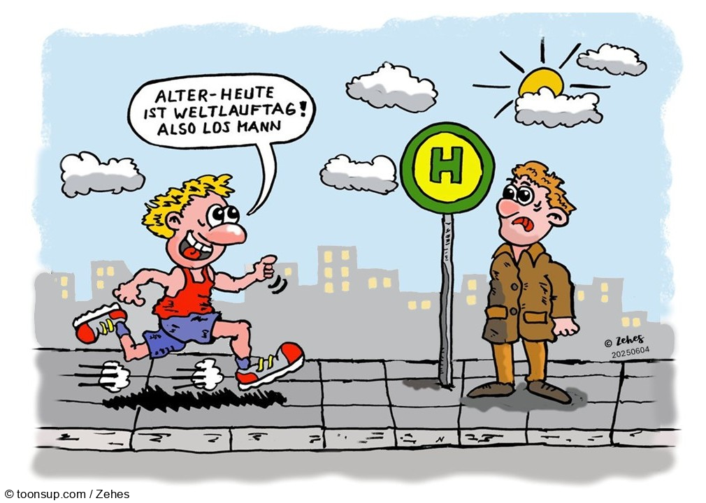 Cartoon: Global running day 1