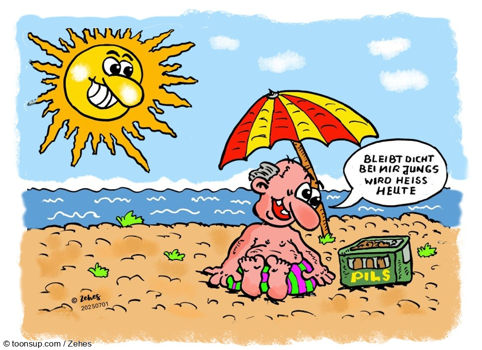 Cartoon: Verhalten bei Hitze 1